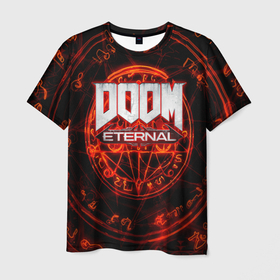 Мужская футболка 3D с принтом Doom и пентаграмма в Курске, 100% полиэфир | прямой крой, круглый вырез горловины, длина до линии бедер | doom | doom eternal | дум
