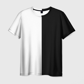 Мужская футболка 3D с принтом Просто чёрно белый в Курске, 100% полиэфир | прямой крой, круглый вырез горловины, длина до линии бедер | black | black  white | color | white | белый | геометрия | чб | чёрно белый | чёрный