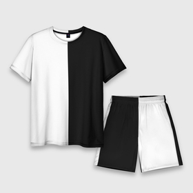Мужской костюм с шортами 3D с принтом Просто чёрно белый в Курске,  |  | black | black  white | color | white | белый | геометрия | чб | чёрно белый | чёрный