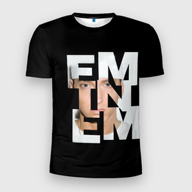Мужская футболка 3D Slim с принтом Eminem в Новосибирске, 100% полиэстер с улучшенными характеристиками | приталенный силуэт, круглая горловина, широкие плечи, сужается к линии бедра | Тематика изображения на принте: eminem | актёр | композитор | музыкант | продюсер | рэпер | эминем