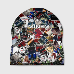 Шапка 3D с принтом Дискография Eminem в Курске, 100% полиэстер | универсальный размер, печать по всей поверхности изделия | discography | rap | альбом | обложка | паттрен | рэп | рэпер | эминем