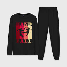Мужская пижама с лонгсливом хлопок с принтом Handball в Курске,  |  | hand ball | handball | play | игра | игра в ганбол | игра с мячом | мяч | руки | футбол