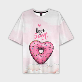 Мужская футболка oversize 3D с принтом Пончик   сердечко ,  |  | 