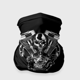 Бандана-труба 3D с принтом Движковый череп в Рязани, 100% полиэстер, ткань с особыми свойствами — Activecool | плотность 150‒180 г/м2; хорошо тянется, но сохраняет форму | vrod | двигатель | мото | мотоцикл | череп