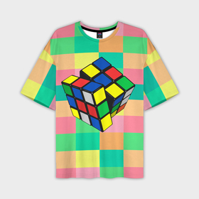 Мужская футболка oversize 3D с принтом Кубик Рубика ,  |  | игра | интеллект | куб | кубик | рубик | ум