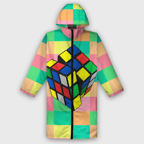 Мужской дождевик 3D с принтом Кубик Рубика в Санкт-Петербурге,  |  | игра | интеллект | куб | кубик | рубик | ум