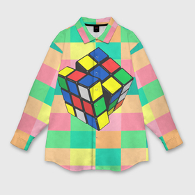 Мужская рубашка oversize 3D с принтом Кубик Рубика в Кировске,  |  | игра | интеллект | куб | кубик | рубик | ум