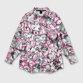 Мужская рубашка oversize 3D с принтом Ahegao валентинки ,  |  | 14 февраля | ahegao | anime | manga | аниме | ахегао | день святого валентина | любовь | манга | паттерн | розовый | сердечки | сердце