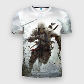 Мужская футболка 3D Slim с принтом Assassin s Creed в Кировске, 100% полиэстер с улучшенными характеристиками | приталенный силуэт, круглая горловина, широкие плечи, сужается к линии бедра | slayer | асасин | ассасин крид | ассассин | тамплиеры