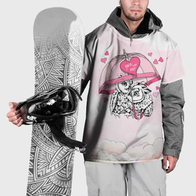 Накидка на куртку 3D с принтом Влюбленные совушки в Кировске, 100% полиэстер |  | Тематика изображения на принте: 