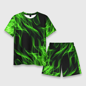 Мужской костюм с шортами 3D с принтом Toxic flame ,  |  | Тематика изображения на принте: bright | fire | flame | heat | light | wildfire | искры | огненный | огонь | пламя | пожар