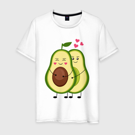 Мужская футболка хлопок с принтом Влюбленные Веганы Авокадо в Петрозаводске, 100% хлопок | прямой крой, круглый вырез горловины, длина до линии бедер, слегка спущенное плечо. | Тематика изображения на принте: 14 февраля | avocado | based | plant | vegan | авокадо | валентина | веган | влюбленный | день | диета | для девочек | для фитнеса | женская | зож | кето | кето диета | купить | мужская | с авокадо | с принтом | фитнес