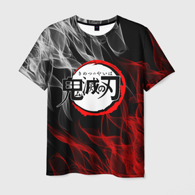 Мужская футболка 3D с принтом Kimetsu no Yaiba встретилось пламя в Санкт-Петербурге, 100% полиэфир | прямой крой, круглый вырез горловины, длина до линии бедер | demon slayer | demon slayer: kimetsu no yaiba | kimetsu | kimetsu no yaiba | nezuko | slayer | tanjiro | клинок рассекающий демонов | незуко | танджиро | шинобу кочо