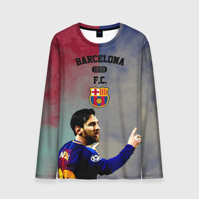 Мужской лонгслив 3D с принтом Messi strong Barcelona в Курске, 100% полиэстер | длинные рукава, круглый вырез горловины, полуприлегающий силуэт | barcelona | messi | барса | барселона | испания | меси | месси | футбол