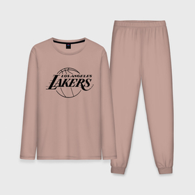 Мужская пижама с лонгсливом хлопок с принтом LA Lakers black logo ,  |  | america | basketball | kobe bryant | la | la lakers | lakers | los angeles lakers | nba | usa | баскетбол | кобе брайант | лос анджелес лейкерс | нба | сша