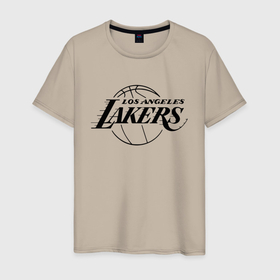 Мужская футболка хлопок с принтом LA Lakers black logo в Белгороде, 100% хлопок | прямой крой, круглый вырез горловины, длина до линии бедер, слегка спущенное плечо. | america | basketball | kobe bryant | la | la lakers | lakers | los angeles lakers | nba | usa | баскетбол | кобе брайант | лос анджелес лейкерс | нба | сша