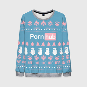 Мужской свитшот 3D с принтом Pornhub   christmas sweater в Кировске, 100% полиэстер с мягким внутренним слоем | круглый вырез горловины, мягкая резинка на манжетах и поясе, свободная посадка по фигуре | 