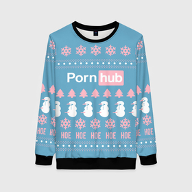 Женский свитшот 3D с принтом Pornhub   christmas sweater , 100% полиэстер с мягким внутренним слоем | круглый вырез горловины, мягкая резинка на манжетах и поясе, свободная посадка по фигуре | 