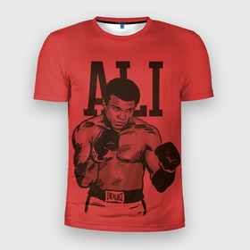 Мужская футболка 3D спортивная с принтом Ali в Санкт-Петербурге, 100% полиэстер с улучшенными характеристиками | приталенный силуэт, круглая горловина, широкие плечи, сужается к линии бедра | ali | muhammad ali | the greatest | али | бокс | мухамед али | мухаммед али