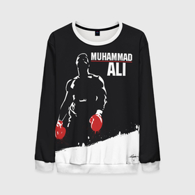 Мужской свитшот 3D с принтом Muhammad Ali в Екатеринбурге, 100% полиэстер с мягким внутренним слоем | круглый вырез горловины, мягкая резинка на манжетах и поясе, свободная посадка по фигуре | ali | muhammad ali | the greatest | али | бокс | мухамед али | мухаммед али