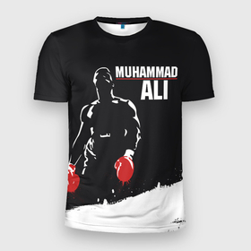 Мужская футболка 3D спортивная с принтом Muhammad Ali в Тюмени, 100% полиэстер с улучшенными характеристиками | приталенный силуэт, круглая горловина, широкие плечи, сужается к линии бедра | ali | muhammad ali | the greatest | али | бокс | мухамед али | мухаммед али