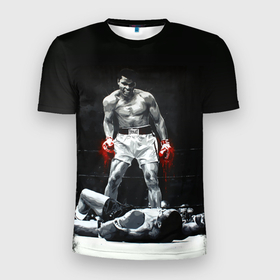 Мужская футболка 3D спортивная с принтом Muhammad Ali в Кировске, 100% полиэстер с улучшенными характеристиками | приталенный силуэт, круглая горловина, широкие плечи, сужается к линии бедра | ali | muhammad ali | the greatest | али | бокс | мухамед али | мухаммед али
