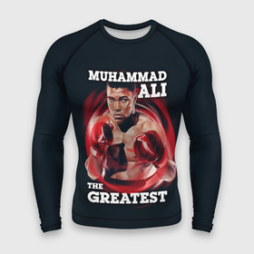 Мужской рашгард 3D с принтом Muhammad Ali в Новосибирске,  |  | ali | muhammad ali | the greatest | али | бокс | мухамед али | мухаммед али