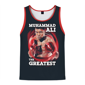 Мужская майка 3D с принтом Muhammad Ali в Санкт-Петербурге, 100% полиэстер | круглая горловина, приталенный силуэт, длина до линии бедра. Пройма и горловина окантованы тонкой бейкой | ali | muhammad ali | the greatest | али | бокс | мухамед али | мухаммед али
