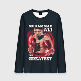 Мужской лонгслив 3D с принтом Muhammad Ali в Санкт-Петербурге, 100% полиэстер | длинные рукава, круглый вырез горловины, полуприлегающий силуэт | ali | muhammad ali | the greatest | али | бокс | мухамед али | мухаммед али