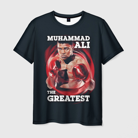 Мужская футболка 3D с принтом Muhammad Ali в Тюмени, 100% полиэфир | прямой крой, круглый вырез горловины, длина до линии бедер | ali | muhammad ali | the greatest | али | бокс | мухамед али | мухаммед али