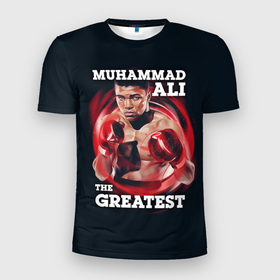 Мужская футболка 3D спортивная с принтом Muhammad Ali в Кировске, 100% полиэстер с улучшенными характеристиками | приталенный силуэт, круглая горловина, широкие плечи, сужается к линии бедра | Тематика изображения на принте: ali | muhammad ali | the greatest | али | бокс | мухамед али | мухаммед али