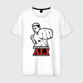 Мужская футболка хлопок с принтом Muhammad Ali в Новосибирске, 100% хлопок | прямой крой, круглый вырез горловины, длина до линии бедер, слегка спущенное плечо. | ali | muhammad ali | the greatest | али | бокс | мухамед али | мухаммед али