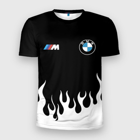 Мужская футболка 3D Slim с принтом BMW БМВ в Новосибирске, 100% полиэстер с улучшенными характеристиками | приталенный силуэт, круглая горловина, широкие плечи, сужается к линии бедра | auto | bmw | авто | автомобиль | бмв | бумер | бэха | марка | машина