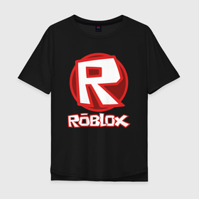 Мужская футболка хлопок Oversize с принтом Roblox big logo в Петрозаводске, 100% хлопок | свободный крой, круглый ворот, “спинка” длиннее передней части | Тематика изображения на принте: game | gamer | logo | minecraft | roblox | simulator | игра | конструктор | лого | майнкрафт | симулятор | строительство | фигура