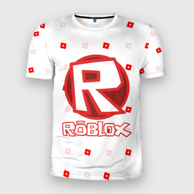 Мужская футболка 3D Slim с принтом Roblox pattern emblem в Екатеринбурге, 100% полиэстер с улучшенными характеристиками | приталенный силуэт, круглая горловина, широкие плечи, сужается к линии бедра | 