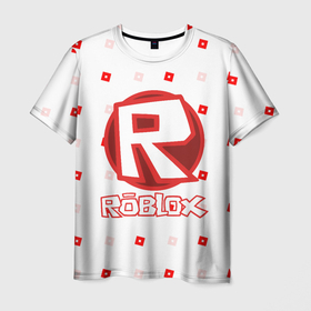 Мужская футболка 3D с принтом Roblox pattern emblem в Новосибирске, 100% полиэфир | прямой крой, круглый вырез горловины, длина до линии бедер | 