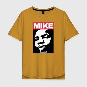 Мужская футболка хлопок Oversize с принтом Tyson в Тюмени, 100% хлопок | свободный крой, круглый ворот, “спинка” длиннее передней части | iron mike | iron mike tyson | mike tyson | бокс | железный майк | майк тайсон | таисон | тайсон