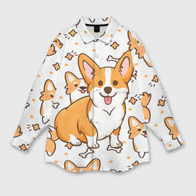 Мужская рубашка oversize 3D с принтом Корги в Тюмени,  |  | dog. корги | dogs | весёлые собачки | милые собачки | прикольные собачки | собаки | собачки