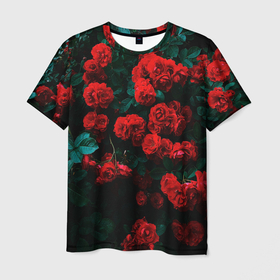 Мужская футболка 3D с принтом Розы в Санкт-Петербурге, 100% полиэфир | прямой крой, круглый вырез горловины, длина до линии бедер | 8 марта | девушке | подарок | подруге | розы | цветы