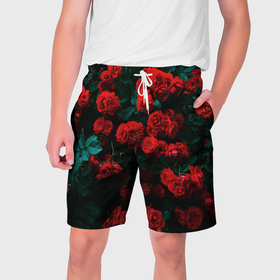 Мужские шорты 3D с принтом Розы ,  полиэстер 100% | прямой крой, два кармана без застежек по бокам. Мягкая трикотажная резинка на поясе, внутри которой широкие завязки. Длина чуть выше колен | 8 марта | девушке | подарок | подруге | розы | цветы