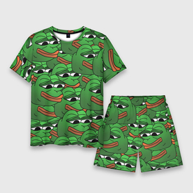 Мужской костюм с шортами 3D с принтом Pepe The Frog в Петрозаводске,  |  | frog | meme | memes | pepe | pepe the frog | грустная жабка | лягушка | лягушонок пепе | мем | мемы