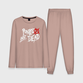 Мужская пижама с лонгсливом хлопок с принтом Punks not dead ,  |  | anarhy | dead | not | punk | punks not dead | анархия | панк не сдох | панки