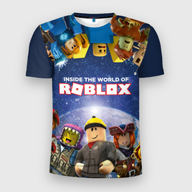 Мужская футболка 3D Slim с принтом Roblox в Кировске, 100% полиэстер с улучшенными характеристиками | приталенный силуэт, круглая горловина, широкие плечи, сужается к линии бедра | roblox | игра | компьютерная игра | логотип | онлайн | онлайн игра | роблакс | роблокс