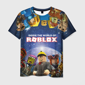 Мужская футболка 3D с принтом Roblox в Кировске, 100% полиэфир | прямой крой, круглый вырез горловины, длина до линии бедер | Тематика изображения на принте: roblox | игра | компьютерная игра | логотип | онлайн | онлайн игра | роблакс | роблокс