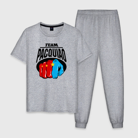 Мужская пижама хлопок с принтом Team Pacquiao в Белгороде, 100% хлопок | брюки и футболка прямого кроя, без карманов, на брюках мягкая резинка на поясе и по низу штанин
 | manny pacquiao | pac man | pacquiao | бокс | мэнни пакьяо | пакьяо