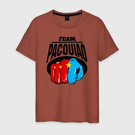 Мужская футболка хлопок с принтом Team Pacquiao в Курске, 100% хлопок | прямой крой, круглый вырез горловины, длина до линии бедер, слегка спущенное плечо. | manny pacquiao | pac man | pacquiao | бокс | мэнни пакьяо | пакьяо