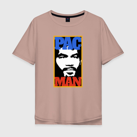 Мужская футболка хлопок Oversize с принтом Pac Man в Санкт-Петербурге, 100% хлопок | свободный крой, круглый ворот, “спинка” длиннее передней части | Тематика изображения на принте: manny pacquiao | pac man | pacquiao | бокс | мэнни пакьяо | пакьяо