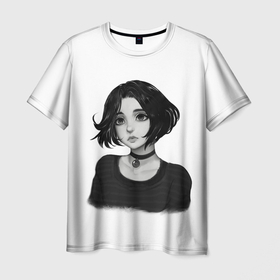 Мужская футболка 3D с принтом Девушка Думер в Курске, 100% полиэфир | прямой крой, круглый вырез горловины, длина до линии бедер | doomer | doomer girl | trad girl | девушка | девушка думер | думер | мем | мемы