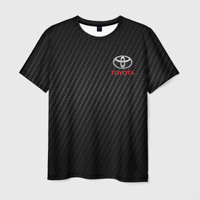 Мужская футболка 3D с принтом Toyota Тоёта карбон в Новосибирске, 100% полиэфир | прямой крой, круглый вырез горловины, длина до линии бедер | auto | sport | toyota | авто | автомобиль | автомобильные | бренд | марка | машины | спорт | тойота