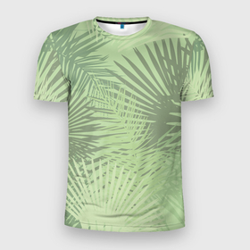 Мужская футболка 3D Slim с принтом В джунгли в Белгороде, 100% полиэстер с улучшенными характеристиками | приталенный силуэт, круглая горловина, широкие плечи, сужается к линии бедра | арт | джунгли | лес | леса | пальма | пальмы | папоротник